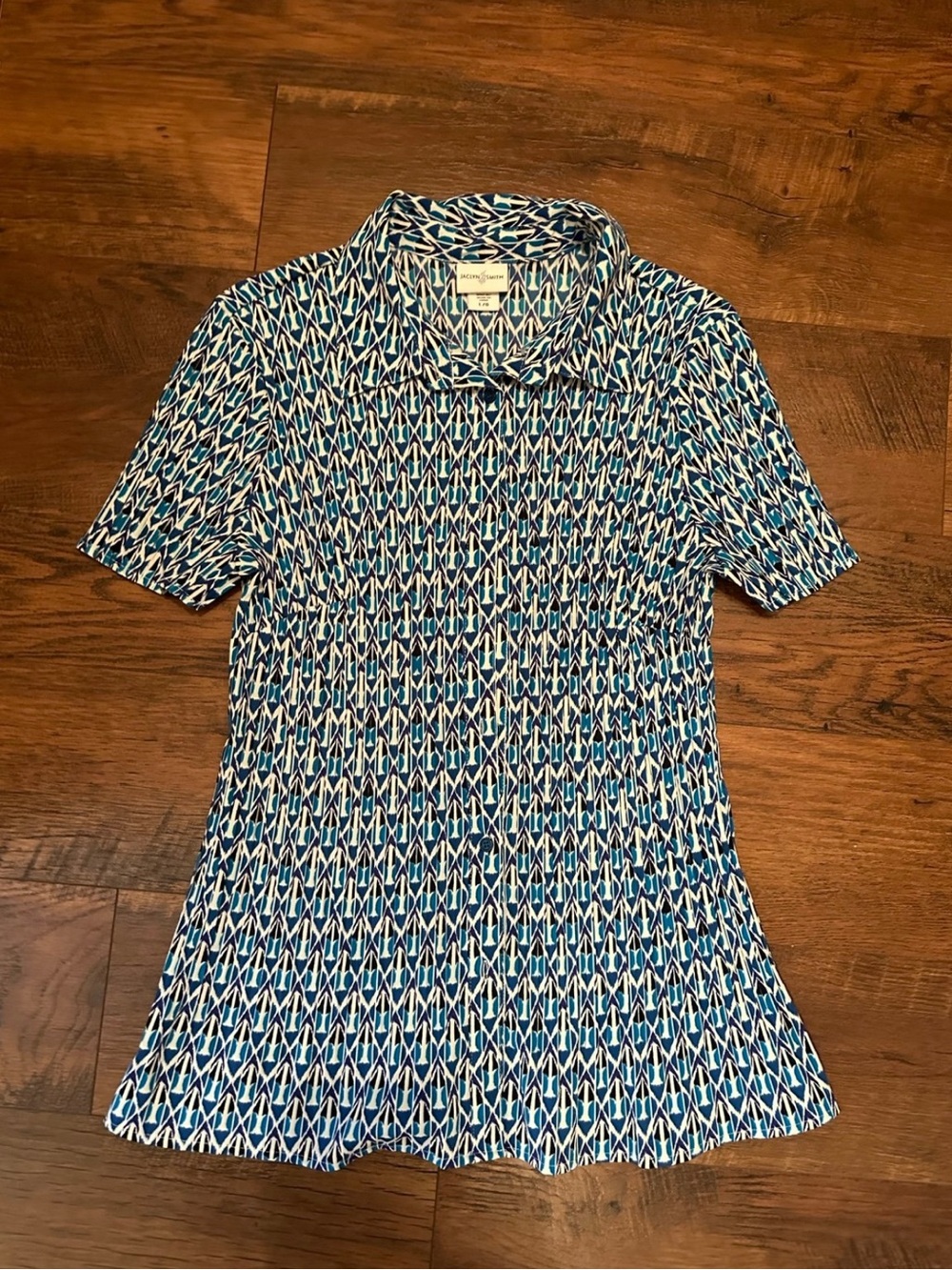Blue Geometric button down Shirt